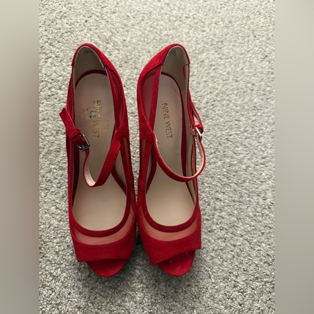 Nine West Red Stiletto Heels with Mary Jane Strap